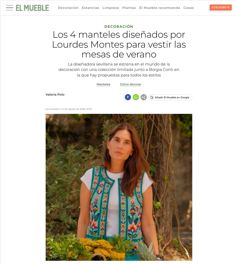 Los 4 manteles diseñados por Lourdes Montes para vestir las mesas de verano