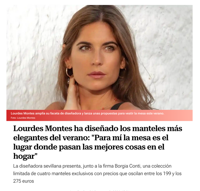 Lourdes Montes ha diseñado los manteles más elegantes del verano: "Para mí la mesa es el lugar donde pasan las mejores cosas en el hogar"
