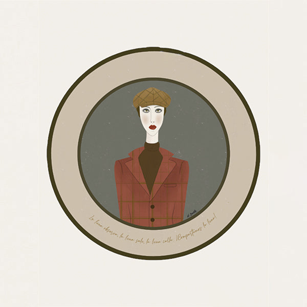 Ilustración mujer con chaqueta rosa
