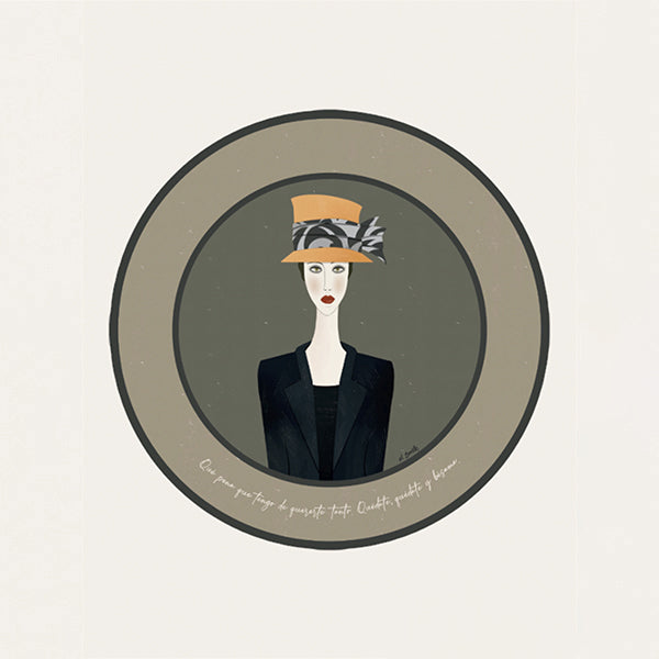 Ilustración mujer con sombrero amarillo